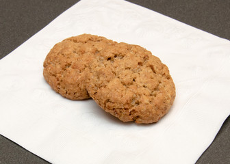 Chewy Oatmeal Cookies on Napkin