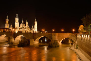 Cathedral of Our Lady of Pilar and  the Stone bridge