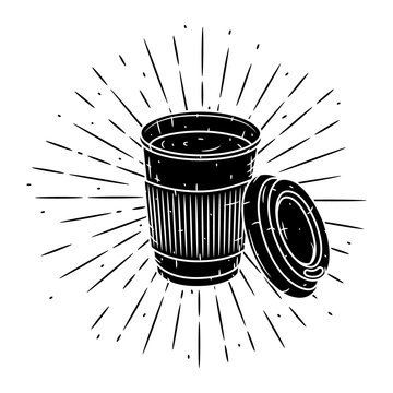 Fototapeta Coffee cup. Vector hand-drawn lettering for prints, posters, menu design. Cartoon coffee cup.