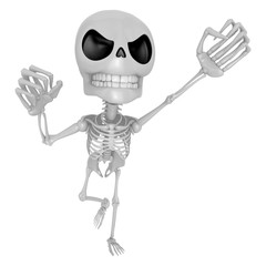 3D Skeleton Mascot is the strike with one's fist. 3D Skull Character Design Series.
