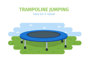 Jumping trampoline flat realistic icon