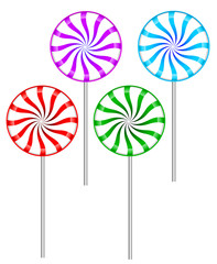 Lollipops isolated on white background, close-up.