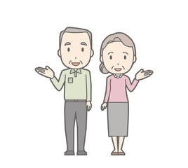 Illustration of an elderly couple guiding
