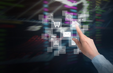 Hand pressing  social buttons