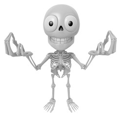 3D Skeleton Mascot the money gesture. 3D Skull Character Design Series.