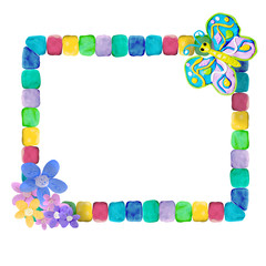 Plasticine  greeting card template mock up   sculpture isolated
