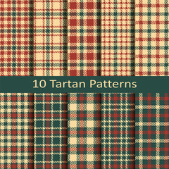 set of ten seamless vector tartan square scottish patterns - 166067448