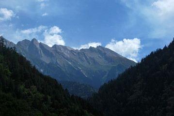 The beautiful juizhaigou valley (valley of nine villages) national park in china near Tibet with...