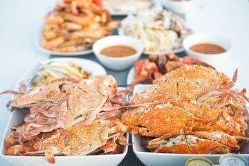 Boiled crab in plate