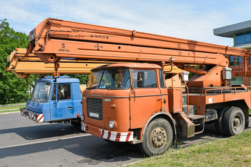 Old crane vehicles