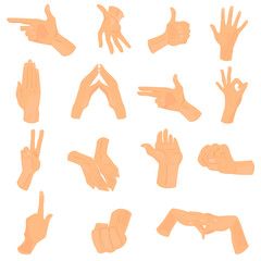 Different human hand positions color icons set for web and mobile design