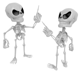 3D Skeleton Mascot contended with for opponents of something. 3D Skull Character Design Series.