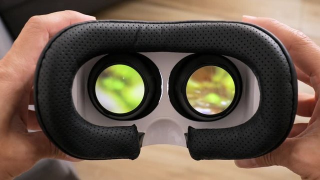 Man wearing the virtual reality device