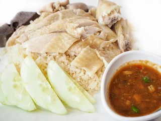 Rice steamed with chicken