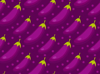 Naklejka na ściany i meble Eggplant seamless pattern. Aubergine endless background, texture. Vegetable backdrop. Vector illustration