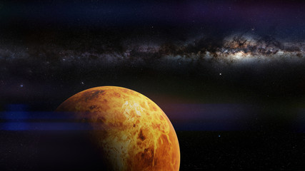 Obraz na płótnie Canvas planet Venus and the Milky Way galaxy