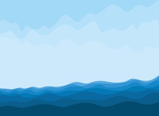 A sea landscape with blue wave.
