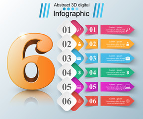 3D infographic design template and marketing icons.