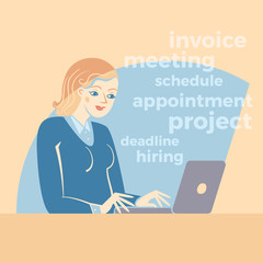 Female project manager typing on her laptop