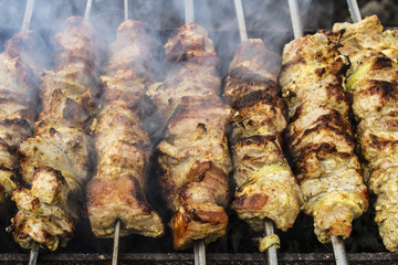 Shish kebabs on skewers