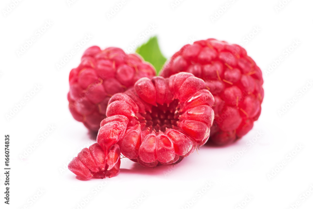 Wall mural Red ripe raspberry berry with seed