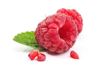 Red ripe raspberry berry with seed