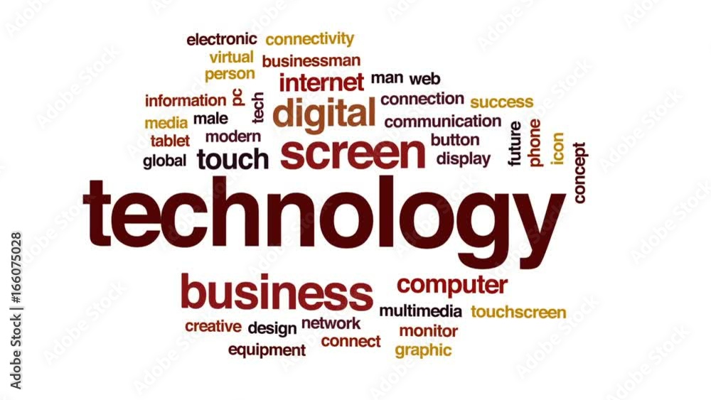 Poster technology animated word cloud, text design animation.
