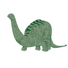Vector - Apatosaurus Line Drawing Sketch Green
