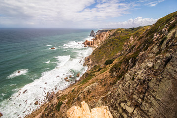 Coast of Portugal, Cape Cabo da Roca - the westernmost point of Europe. Picturesque rocks.