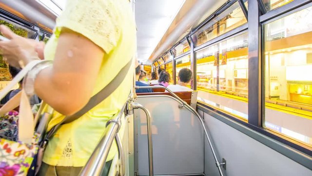 Hong Kong island, Hong Kong, 28 May 2017 -: Inside tram car in Hong Kong