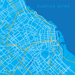 Buenos Airies City Vector Map Blues Illustration