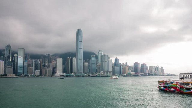 Victoria Harbor, Hong Kong, 26 June 2017 -: Time lapse of Hong kong