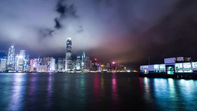 Tsim Sha Tsui, Hong Kong, 26 June 2017 -: Hong Kong skyline at night