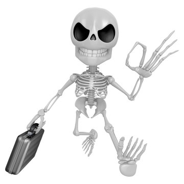 3D Skeleton Mascot the OK gesture. 3D Skull Character Design Series.