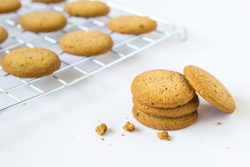 Oatmeal cookies on white background