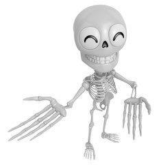 3D Skeleton Mascot Suggests the direction with both hands. 3D Skull Character Design Series.