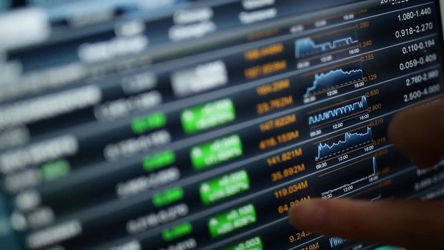 Digital tablet computer showing Stock Market index 