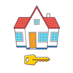White house and key vector icon isolated.