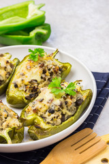 Ground turkey stuffed green peppers. 