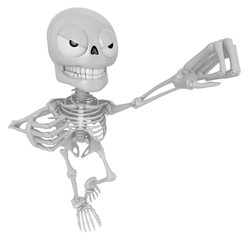 3D Skeleton Mascot is the strike with one's fist. 3D Skull Character Design Series.