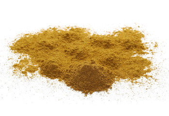 Turmeric (Curcuma) powder pile isolated on white background