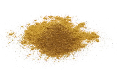 Turmeric (Curcuma) powder pile isolated on white background