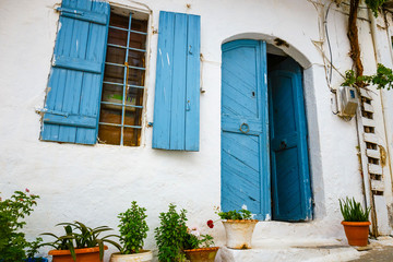 Narrow street in the village of Kritsa near Agios Nikolaos, Crete, Greece