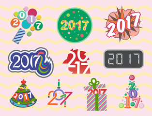 Happy new year 2017 text design vector creative graphic celebration greeting party date illustration