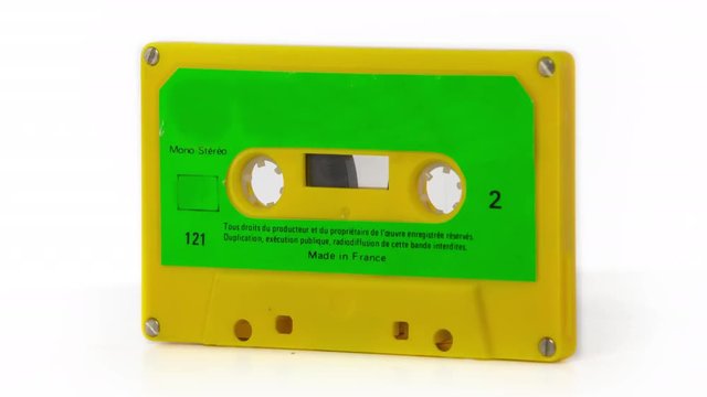 changing audio tape cassettes turn through 360 degrees