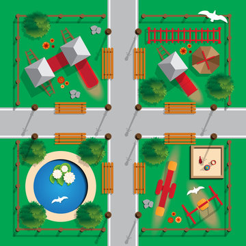 Playground. View from above. Vector illustration.
