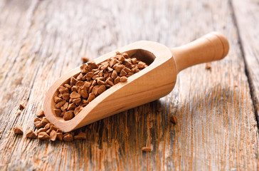 coffee powder on wooden background