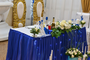 Wedding table setting in restaurant
