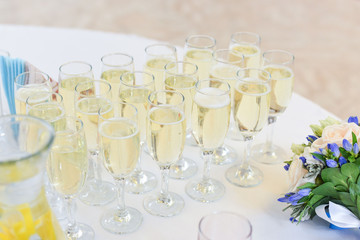 Wedding table setting in restaurant