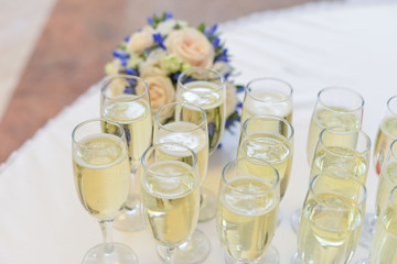 Wedding table setting in restaurant